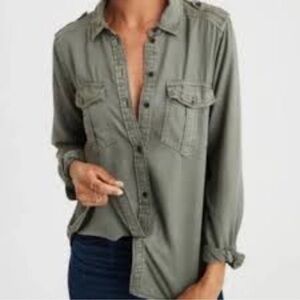American Eagle Outfitters Olive Green Button-Down Long Sleeve Shirt XS